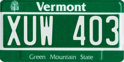 VT license plate XUW403