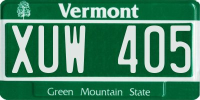 VT license plate XUW405