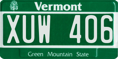 VT license plate XUW406