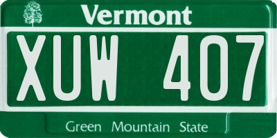 VT license plate XUW407