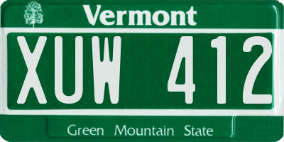VT license plate XUW412