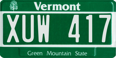 VT license plate XUW417