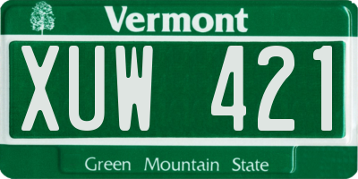 VT license plate XUW421