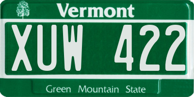 VT license plate XUW422