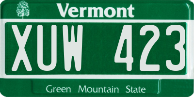 VT license plate XUW423