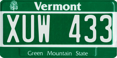 VT license plate XUW433