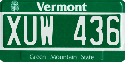 VT license plate XUW436