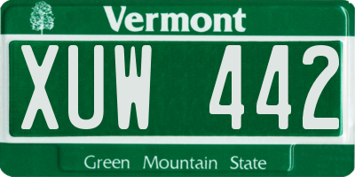VT license plate XUW442