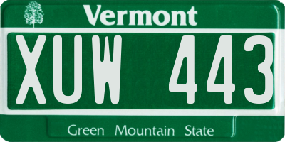 VT license plate XUW443