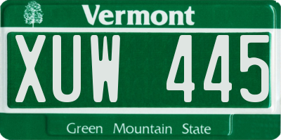 VT license plate XUW445
