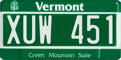 VT license plate XUW451