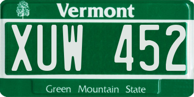 VT license plate XUW452