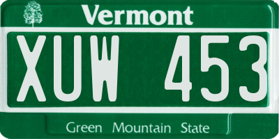 VT license plate XUW453
