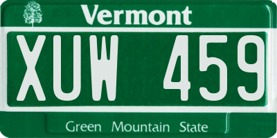 VT license plate XUW459
