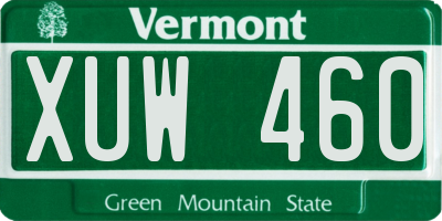 VT license plate XUW460