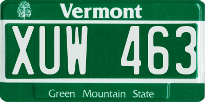 VT license plate XUW463