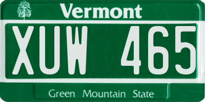 VT license plate XUW465