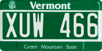 VT license plate XUW466