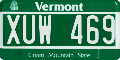 VT license plate XUW469