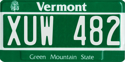 VT license plate XUW482