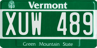 VT license plate XUW489