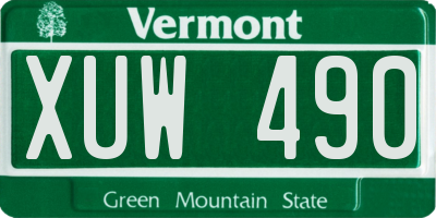 VT license plate XUW490