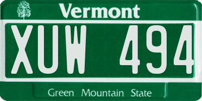 VT license plate XUW494