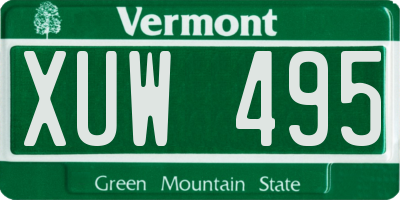 VT license plate XUW495