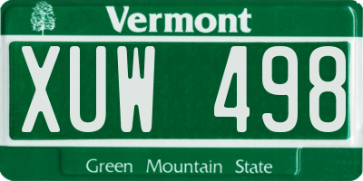 VT license plate XUW498