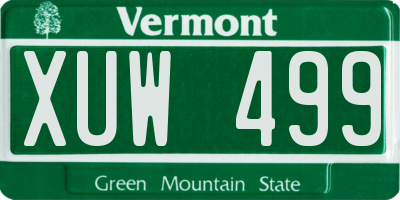 VT license plate XUW499