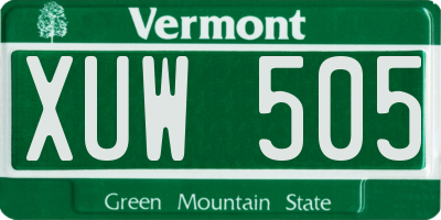 VT license plate XUW505