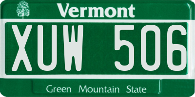 VT license plate XUW506