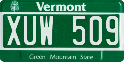 VT license plate XUW509