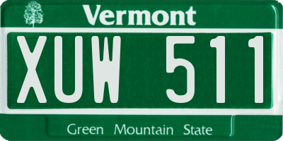 VT license plate XUW511