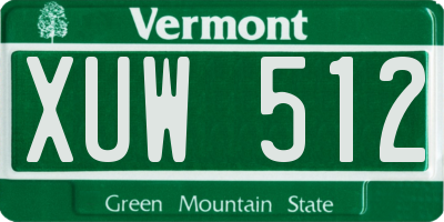 VT license plate XUW512