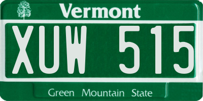 VT license plate XUW515