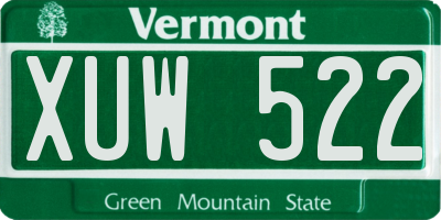 VT license plate XUW522