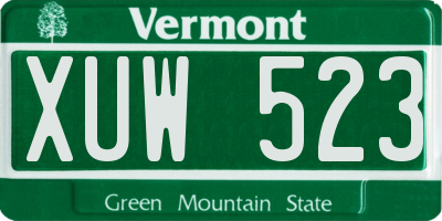 VT license plate XUW523