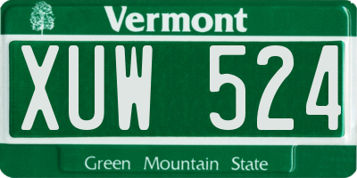 VT license plate XUW524