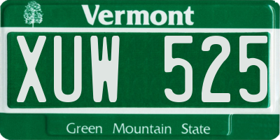 VT license plate XUW525