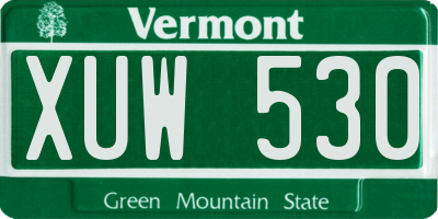 VT license plate XUW530