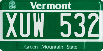 VT license plate XUW532