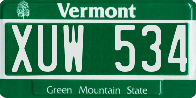 VT license plate XUW534
