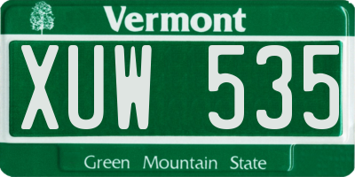 VT license plate XUW535
