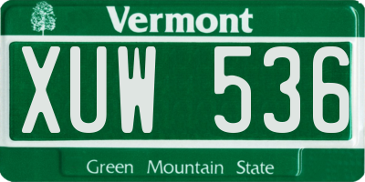 VT license plate XUW536