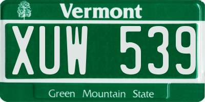 VT license plate XUW539