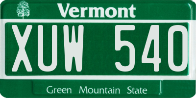 VT license plate XUW540