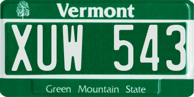 VT license plate XUW543