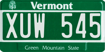 VT license plate XUW545