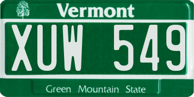 VT license plate XUW549